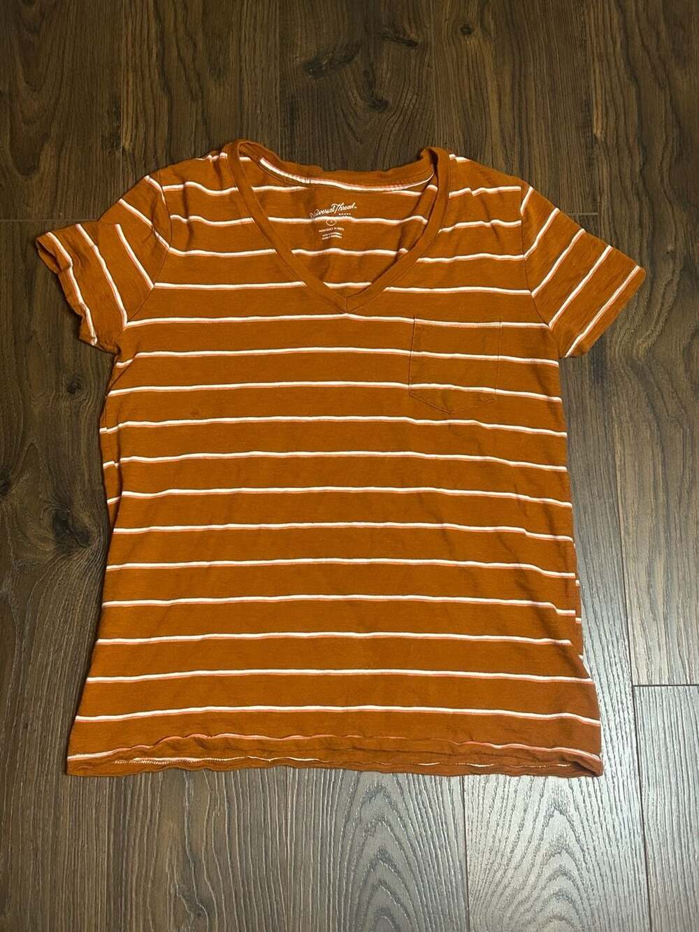 Universal Thread Women's Monterey V-Neck Striped Short Sleeve Pocket T-Shirt